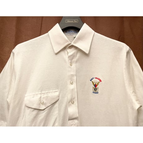 MADE IN USA製 Pickering NAVY MARINE HAWAII ポケット付きニットポロシャツ ホワイト Mサイズ