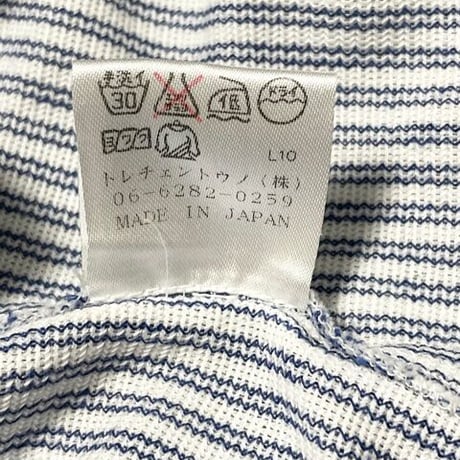 MADE IN JAPAN製 301 TRECHENTOUNO 長袖ニットストライプシャツ ブルー 50サイズ