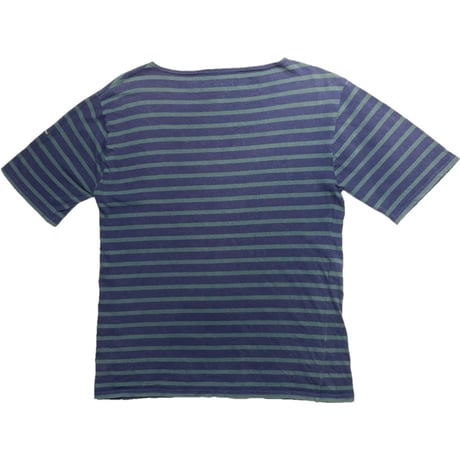 MADE IN FRANCE製 SAINT JAMES ボーダー柄半袖Tシャツ ネイビー×グリーン Mサイズ