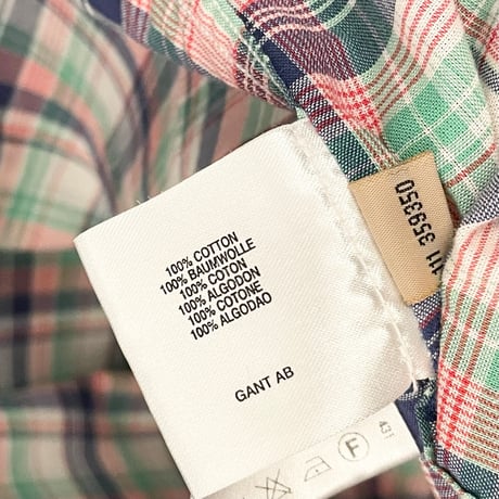 【UNITED ARROWS取り扱い】GANT RUGGER 半袖チェックシャツ マルチカラー Mサイズ