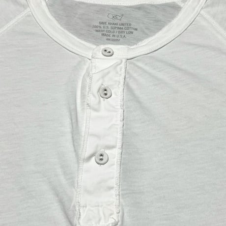 【JOURNAL STANDARD取り扱い】MADE IN USA製 SAVE KHAKI UNITED ヘンリーネックTシャツ ホワイト XSサイズ