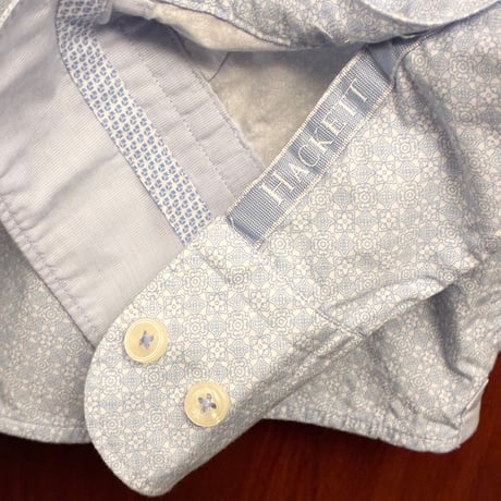 HACKETT LONDON J-Fit 総柄 長袖シャツ ライトブルー XSサイズ