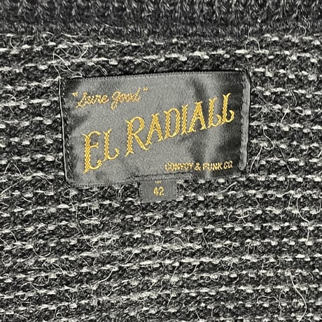 MADE IN JAPAN製 EL RADIALL ウールアルパカニットカーディガン ブラック×グレー 42サイズ