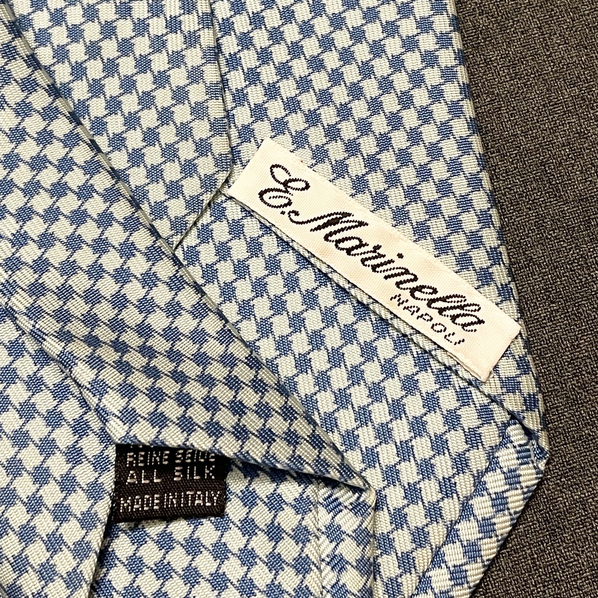 マリネッラ E.Marinella ネクタイ 千鳥格子 シルク ビジネス △訳あり商品△ MADE IN ITALY製 E.Marinella 千鳥格子柄シルクネクタイ