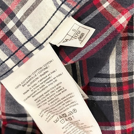 BROOKS BROTHERS Red Fleece チェック柄半袖ボタンダウンシャツ ネイビー×レッド Sサイズ