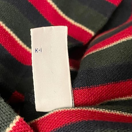 希少 MADE IN USA製 Polo by Ralph Lauren ストライプ柄半袖鹿の子ポロシャツ マルチカラー Lサイズ