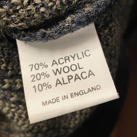 MADE IN ENGLAND製 GEOFFREY BEENE アルパカ混セーター ネイビー×カーキ Sサイズ