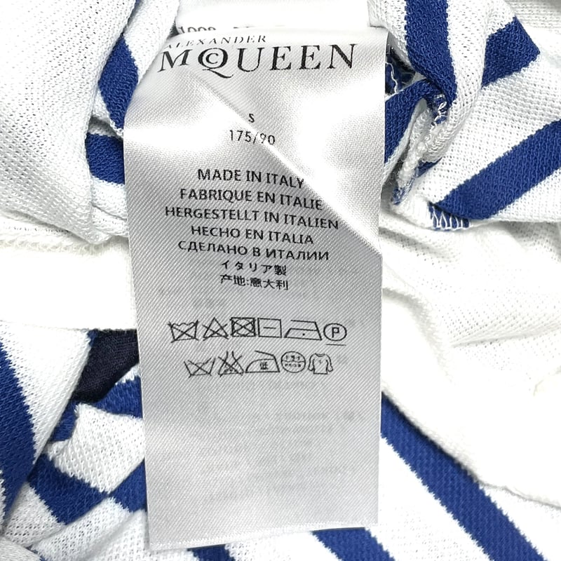 MADE IN ITALY製 ALEXANDER McQUEEN 長袖ボーダーカットソー ホワ