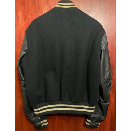 MADE IN USA製 80s～90s Golden Bear 革タグ 袖レザースタジアムジャケット ブラック Lサイズ