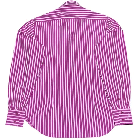 nodus 長袖ストライプ柄シャツ パープル×ピンク 40-15 1/2サイズ