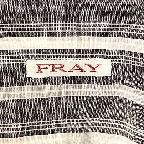 【BARNEYS NEWYORK 取り扱い】 MADE IN ITALY製 FRAY ストライプ柄長袖リネンコットンシャツ マルチカラー 37-14 1/2サイズ