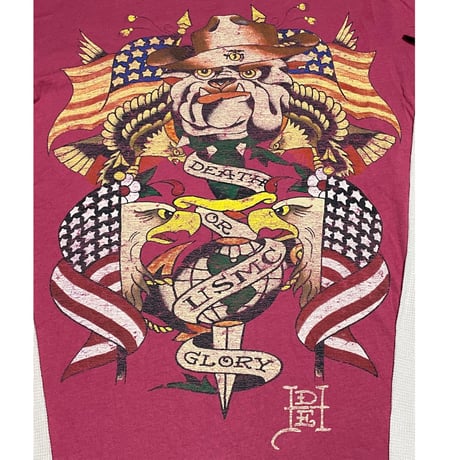 Ed Hardy Tシャツ重ね着長袖サーマル ワイン Sサイズ