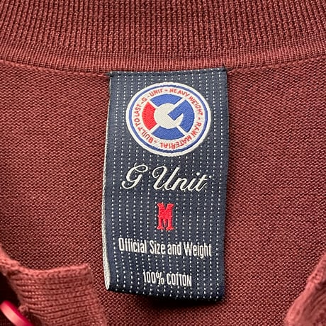 G-Unit オーバーサイズ半袖ニットポロシャツ エンジ Mサイズ