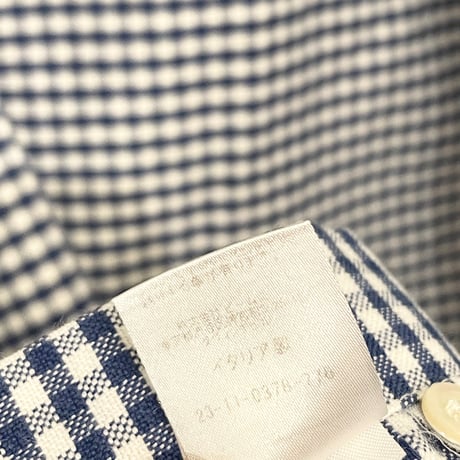 【INTERNATIONAL GALLARY BEAMS 取り扱い】 MADE IN ITALY製 ASTER ギンガムチェック柄長袖ボタンダウンシャツ ネイビー 39-15 1/2サイズ