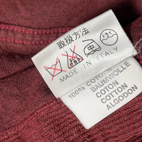 MADE IN ITALY製 CORNELIANI 長袖ボタンダウンコーデュロイシャツ ワイン Lサイズ
