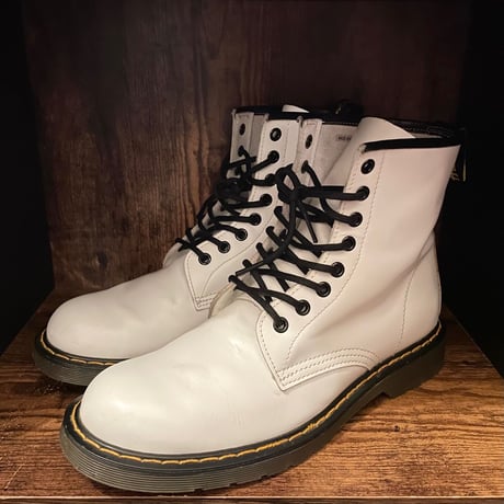 Hawkins 8ホールレザーブーツ ホワイト 25.5cm