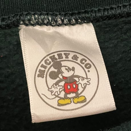 MADE IN USA製 MICKEY & CO. MICKEY 刺繡入りスエットトレーナー ダークグリーン Lサイズ