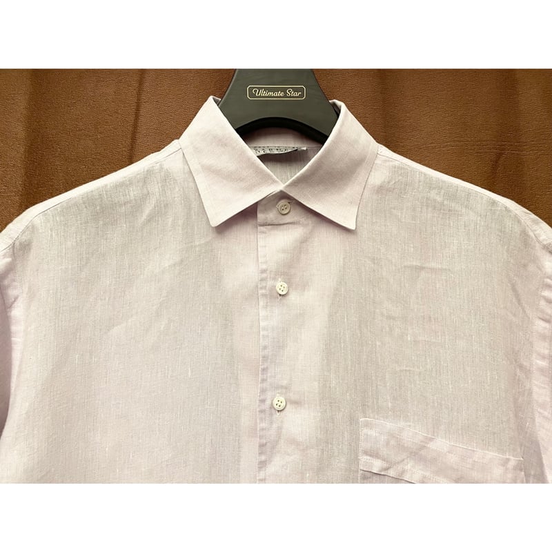 MADE IN ITALY製 BARNEYS NEWYORK 半袖リネンシャツ パープル Mサ