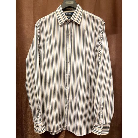▲訳あり商品▲ MADE IN ITALY製 Polo by Ralph Lauren 長袖ストライプシャツ ホワイト×マルチカラー 16-1/2サイズ