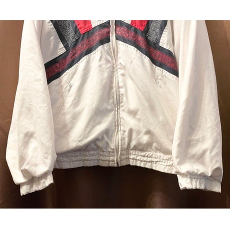 FILA フルジップナイロンジャケット ホワイト×レッド×ネイビー 8サイズ