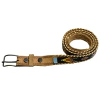 MADE IN ITALY製 DSQUARED2 ネイティブ柄 ビーズ装飾 レザーベルト ベージュ Sサイズ