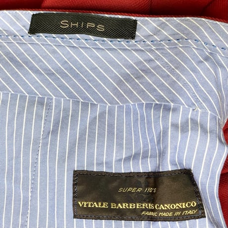 MADE IN JAPAN製 SHIPS VITALE BARBERIS CANONICO SUPER110's カラーウールスラックス レッド 46サイズ
