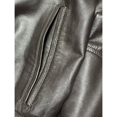 定価15万 ブートニエール付き MADE IN ITALY製 LARDINI ラムレザージャケット ダークブラウン 48サイズ