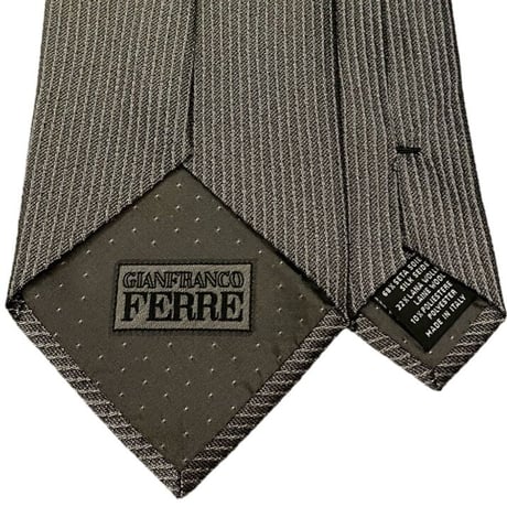 MADE IN ITALY製 GIANFRANCO FERRE ストライプ柄シルクウールネクタイ シルバーグレー