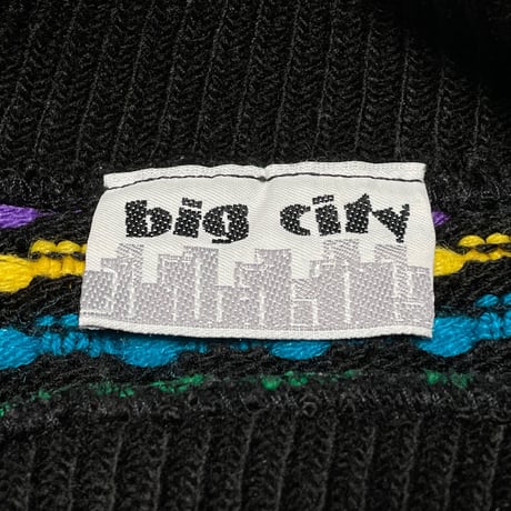 ▲訳あり商品▲ MADE IN USA製 big city ネオンカラー3Dセーター ブラック