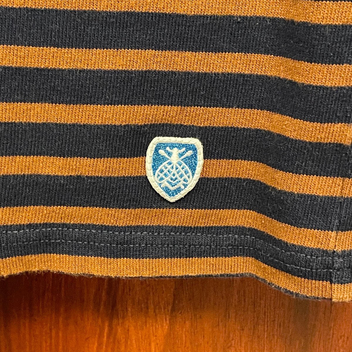 MADE IN FRANCE製 ORCIVAL ボーダー柄バスクシャツ ブラウン×ネイビー 2