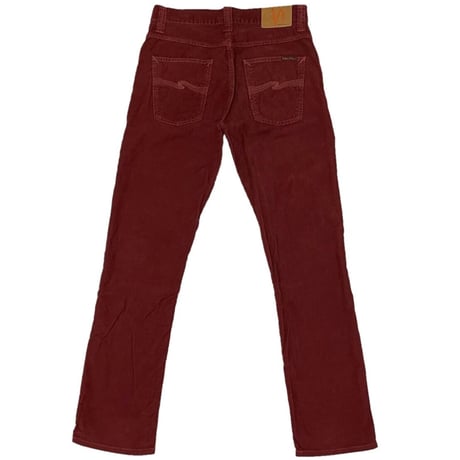 MADE IN ITALY製 nudie Jeans オーガニックコットンコーデュロイパンツ バーガンディ W30-L32サイズ