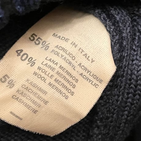 MADE IN ITALY製 L'UOHO DI LINEADUE タートルネックカシミヤ混ニットセーター ネイビー 50サイズ