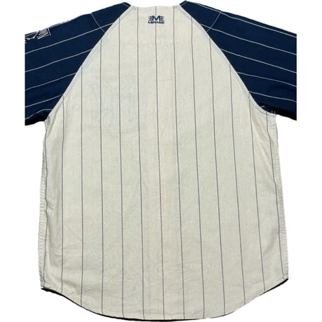 NY YANKEES COOPERSTOWN COLLECTION BY MIRAGE ベースボールシャツ 生成り×ネイビー Mサイズ