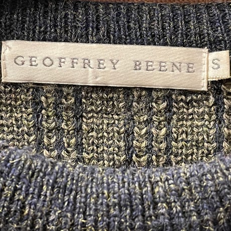 MADE IN ENGLAND製 GEOFFREY BEENE アルパカ混セーター ネイビー×カーキ Sサイズ