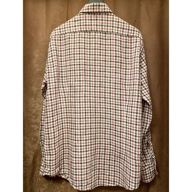 MADE IN JAPAN製 SENTINEL DECIDE 長袖チェック柄リネンシャツ ブラ