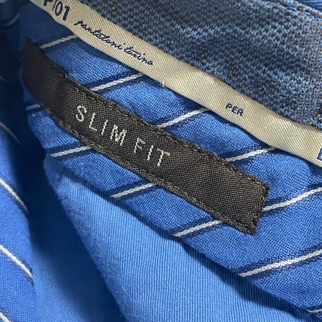 MADE IN ROMANIA製 PT01 PER BEAMS F SLIM FIT コットンカラースラックス ブルー 44サイズ