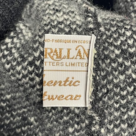 MADE IN SCOTLAND製 INVERALLAN ハンドニットウールニット帽 ブラック×ホワイト Fサイズ