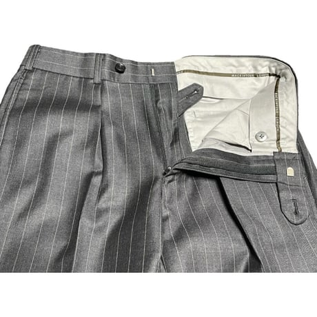 MADE IN JAPAN製 MACKINTOSH LONDON 英国生地使用3ピースストライプスーツ チャコールグレー A4