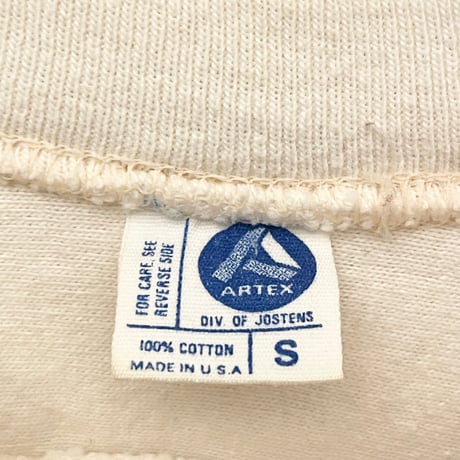 レア品 MADE IN USA製 70s～80s PEANUTS SNOOPY × ARTEX PURDUE UNIVERSITY 七分袖プリントTシャツ アイボリー Sサイズ