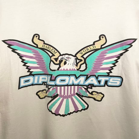 激レア MADE IN USA製 ATMOS NEW YORK × DIPLOMATS バックプリントTシャツ ホワイト Lサイズ