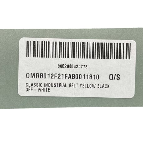 ★新品★ ITALY製 2021-22FW OFF-WHITE ベルト CLASSIC INDUSTRIAL BELT YELLOW BLACK OMRB012F21FAB0011810