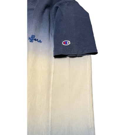 ▲訳あり商品▲ Duffer × Champion Wネーム グラデーション染めヘビーウェイトTシャツ ネイビー×アイボリー Sサイズ
