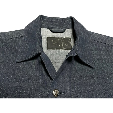 MADE IN ITALY製 HUGO BOSS ストライプ柄デニムジャケット インディゴ 46サイズ