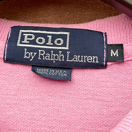 希少 MADE IN USA製 Polo by Ralph Lauren 半袖鹿の子ポロシャツ ピンクパープル Mサイズ
