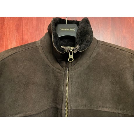 90s～00s J.CREW ラムレザーフルジップムートンジャケット ブラウン Mサイズ