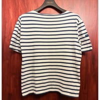 ▲訳あり商品▲ MADE IN FRANCE製 SAINT JAMES ボーダー柄 半袖Tシャツ ホワイト×ネイビー SMサイズ