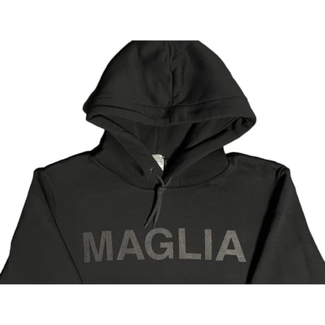 ★新品★ MADE IN ITALY製 MAGLIA 2025年AWモデル S-2814BB 「MAGLIA」 プリント入り 裏起毛 スムースプルオーバーパーカー ブラック M～XLサイズ