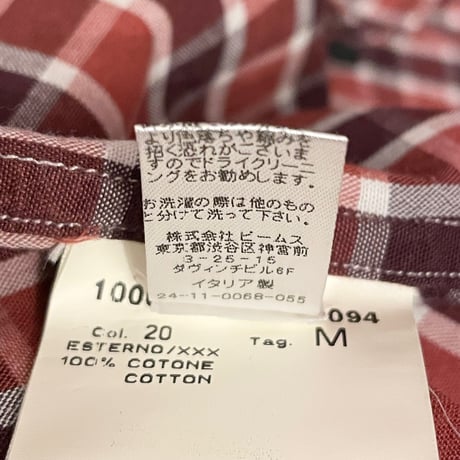 【BEAMS 取り扱い】 MADE IN ITALY製 GUY ROVER × Brilla per il gusto 長袖ブロックチェックシャツ レッド Mサイズ
