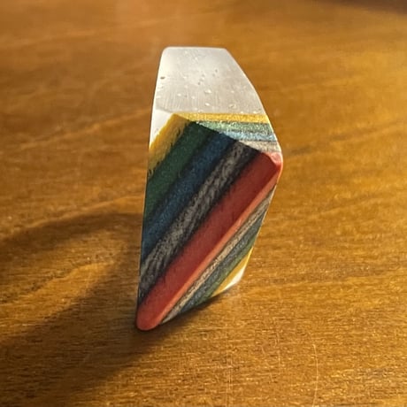 ★新品★ HANDMADE IN ITALY製 SIMONE FRABBONI リサイクルスケートボード三角型リング マルチカラー×クリア