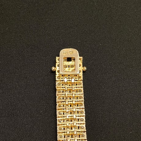 シルバー925製 ゴールドコーティング ジルコニアブレスレット ゴールド 幅1.4cm×21cm
